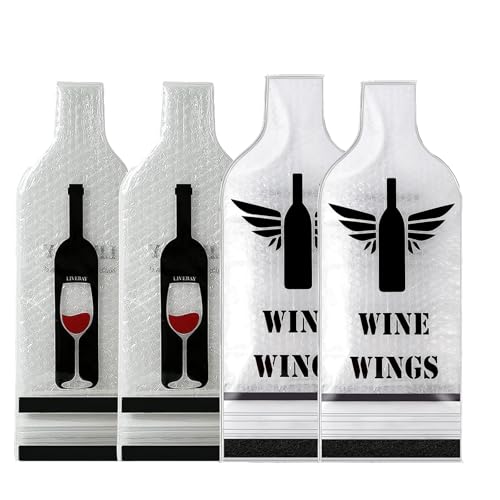 Paquete de 4 bolsas de vino para viajes, reutilizables, bolsas protectoras de viaje para botellas de vino, bolsas de viaje de vino de doble capa a prueba de fugas para botellas de vino, avión, coche,