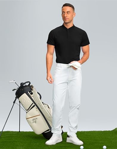 Viodia Mens Golf Shirts Henley Collarless Quick Dry Summer Shirt Casual Short Sleeve Moisture Wicking Polo T Shirts3