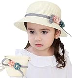 Sumolux Straw Hats Girls Kids Sun Hats Summer Beach Hats Straw Woven Pocket Suit Outdoor Activities