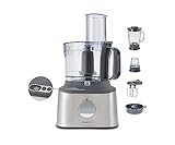 PRAKTISCHER KÜCHENHELFER: Mit diesem multifunktionalen Foodprozessor können Sie schnell und einfach schneiden, raspeln, kneten, verquirlen und zerkleinern, ein handlicher 2,1 l Arbeitsbehälter und 1,2 l Glas-Mixaufsatz machen es möglich