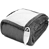 Soft Fleece Heated Throw Blanket, 72' x 84', 6 Heat Levels & 10-Hour Timer, Auto Off, Machine Washable (Grey)