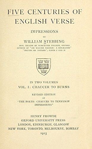 Five Centuries of English Verse: 1462286976 Book Cover