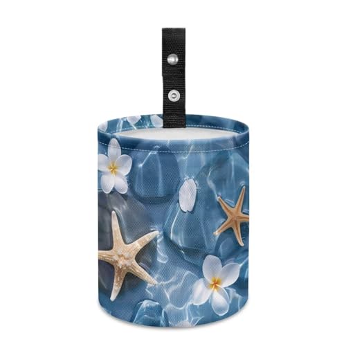 Image of Sea Beach Starfish Car Trash Bag Car Trash Can with Adjustable Buttons Collapsible Multipurpose Car Storage Bag Road Trip Essentials