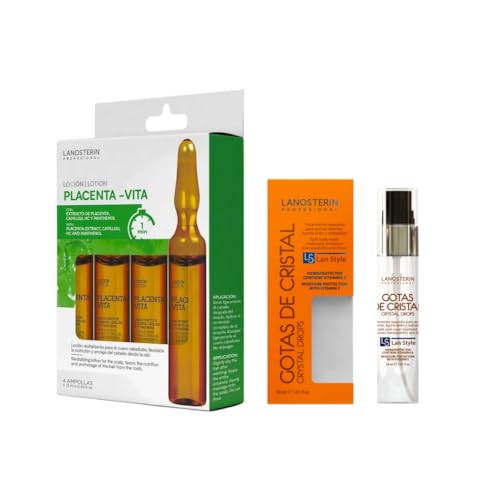 LANOSTERIN -6 ampules of Placenta Vita with Placenta Extract and Capillisil HC and 1 Gotas de Cristal 1.01 fl oz