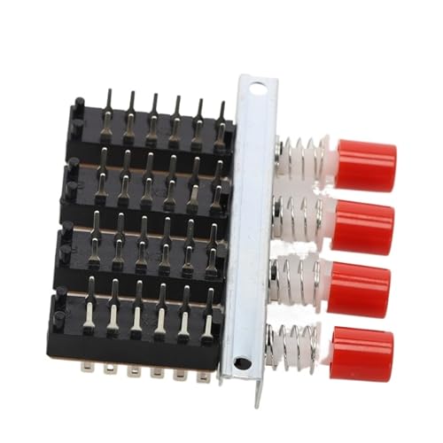 Interruptor de tecla de piano 4P2T con botón pulsador de enclavamiento de 4 filas 5