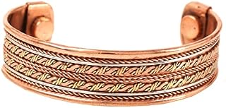 Touchstone Indian Handcrafted Copper Bracelet Peace Chakra Yoga Meditation Mantra Jewelry Cuff for Women and Men.