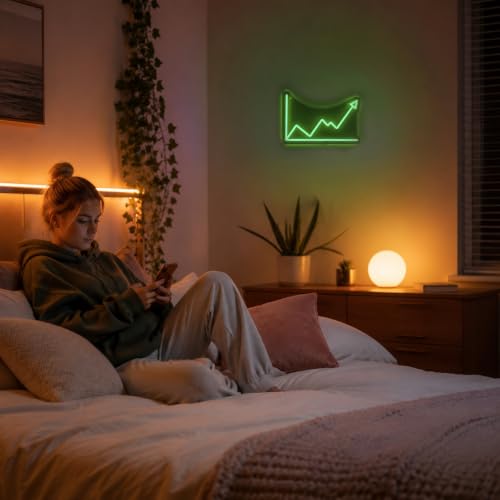 Image of Stock Market Neon Sign for Day Trading Room decor Gift for trader