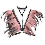 Genérico Gothic Federkragen für Damen, Federumhang, Schulterschrumpf für Erwachsene, Schal, Schulterumhang für Halloween und Cosplay, Rosa, One size