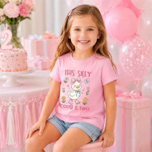 Image of Toddler Girls 2nd Birthday Shirt Outfit for Girls Cute Two Years Old Birthday Gift
