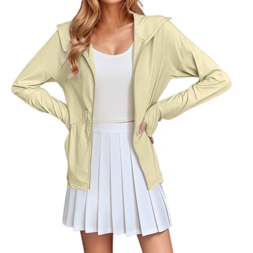 Generisch Chaqueta protectora ligera de seda de hielo para mujer, transpirable y perfecta para ciclismo en verano, medias de Halloween, amarillo, XXL