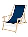 Produktbild Holz-Liegestuhl mit Armlehne und Getränkehalter, Klappbar, Wechselbezug (Dunkelblau)