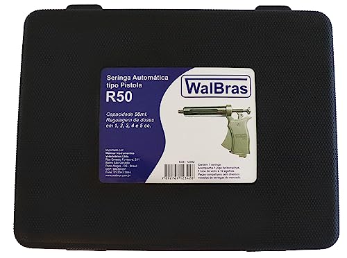 Seringa Vacinador Tipo Pistola para gado R50 Walmur (Prata)