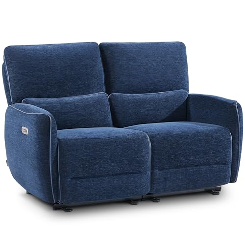Image of MCombo 60 in Wall Hugger Reclining Loveseat Recliner, RV Sofa 6924 (Blue)