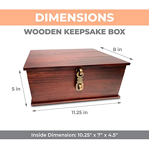 Blake & Lake Antique Style Wood Storage Box - Decorative Box For Home Or Office - Wooden Box With Hinged Lid Keepsake Box With Metal Latch #TOP2