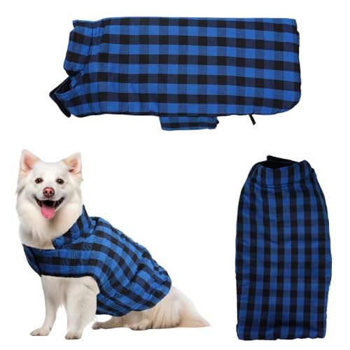 Image of Sage Square Winter Coloured Dog Coat - All-Weather Protection, Windproof, Waterproof Cozy Fleece Lining, Adjustable Straps, Durable Construction, Stylish, Comfortable, Jacket (Blue & Black, Large)