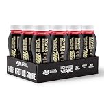 ON High Protein Shake Bottles, Ready To Drink Healthy Snacks, No added sugars, low fat, Post Workout Snack for Men and Women, Strawberry Flavour, 12x500ml, Packaging may vary