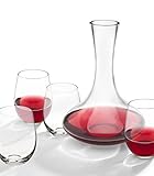 Godinger Social 5 piece Whiskey, Wine Decanter Set, Modern, Simple look, Perfect for social gatherings, 100% Hand Blown Lead-free Crystal Glass, Red Wine Carafe Set, Wine Gift, Wine Accessories