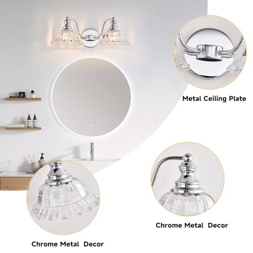 Image of XIEDUN Chrome Vanity Light Chrome Bathroom Lights Vanity Lights for Bathroom Light Fixtures