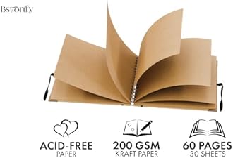 Bstorify Scrapbook Photo Albums 60 Pages (21 x 21 cm) Brown Thick Kraft Paper Scrap Book Ideal for Your Scrapbooking Albums Art & Craft Projects