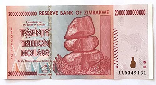20 000 000 000 000 Dollars Banknote Zimbabwe Hyperinflation Period 2008