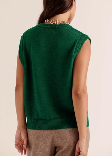 Image of Women Christmas Knit Vest Top Santa Embroidery Sleeveless Button Down Sweater Vest Xmas Snowman Cardigans Tank Top