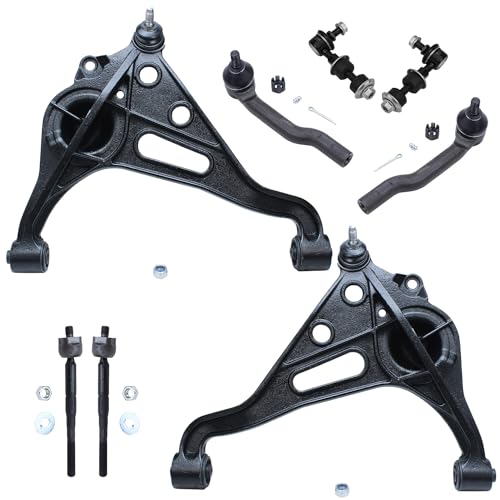 Image of Detroit Axle - 8pc Front End Control Arms Kit for 1999-2004 Chevy Tracker Suzuki Vitara, 2 Lower Control Arms w /Ball Joints 2 Sway Bar Links 4 Inner & Outer Tie Rod 2000 2001 2002 2003 Replacement