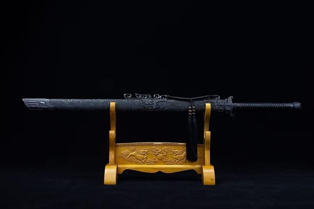 Miniatura 9 de LOONGSWORD - Espada china Jian  Acero de alto carbono 7Cr17MoV forjado a mano, espiga completa, vaina de madera y mango de piel sintética