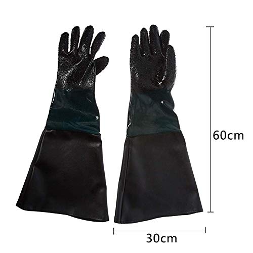 Foto von cypressen 1 Paar Handschuhe Für Sandstrahlen 60 cm Geeignet, Spezialhandschuhe Für Sandstrahlmaschine Mit Verschleißfeste Schweißabsorbierende Auskleidung