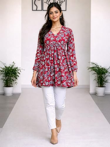 Image of Casual Rayon V-Neck Full Sleeves Stylish Peplum Top for Women(28 inch Inches)