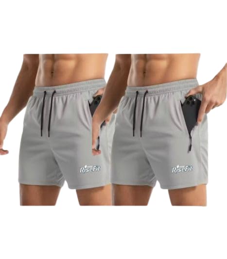 asm risefit Men’s Sports Shorts Pack of 2 | Quick Dry Gym Running Short | Lightweight and Stretchable Lycra Activewear with Zip Pockets-picture-31