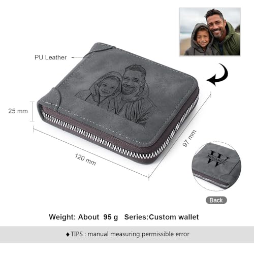 Personalized Photo Wallet for Men Custom Engraved Wallet with Name or Text PU Leather Bifold Wallet with Picture – Unique Gift for Dad, Husband, Son – Father's Day, Birthday Gifts (Styles 6)3