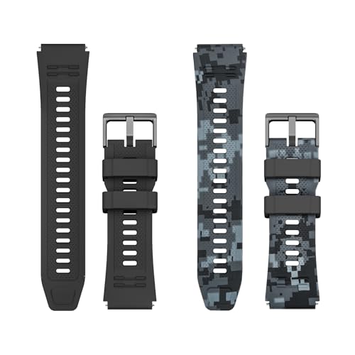 Smart Watch Band 22mm 2 Pack, for AMAZTIM Smart Watch Bands Replacement M2/T2, for CARBINOX Vortex, Compatible with SUNKTA K-52, Sports Straps Bands, Adjustable Wristband, Men Black Camouflage Band
