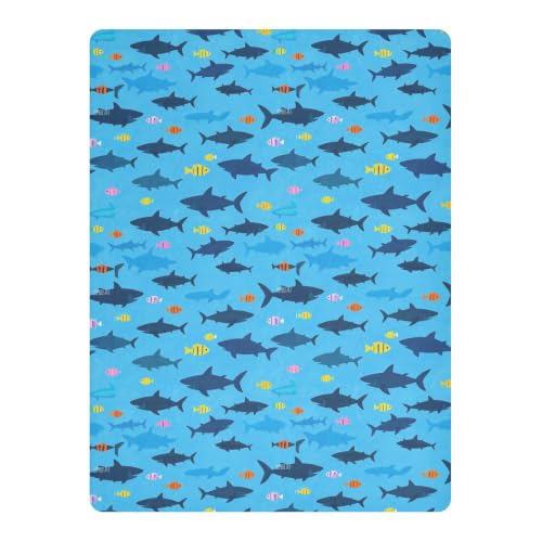 Housse de matelas imperméable mousseline bébé lit requins bleu océan