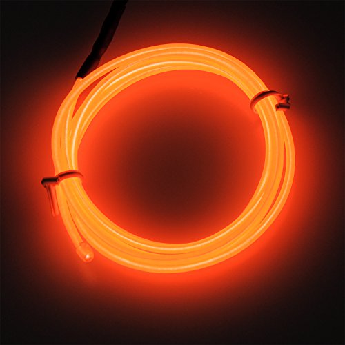 Lychee El Wire Neon Glowing Strobing Electroluminescent Light El Wire W/Battery Pack For Parties, Halloween Decoration (Orange, 9Ft) #TOP1