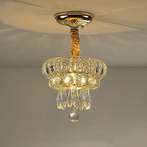 Lustre dimmable de plafond cristal LED plafonnier pluie pour couloir cuisine