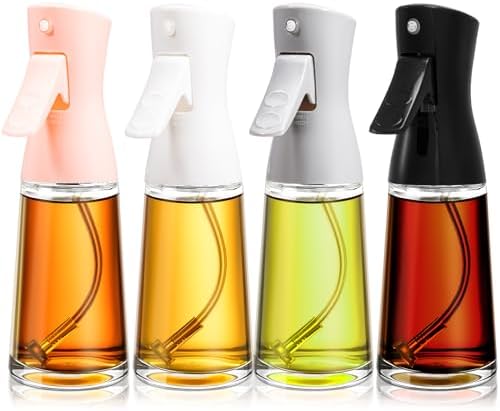 Lallisa 4 Pcs Oil Sprayer for Cooking 180 ml Glass Olive Oil Sprayer Mister Oil Dispenser Bottle for Kitchen Oil Vinegar Spritzer for Air Fryer Gadgets Making Baking Frying Bbq Salad Accessories