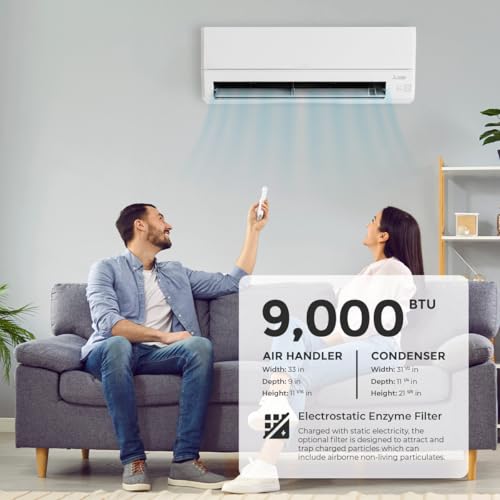 Image of Mitsubishi 9000 BTU 18 SEER2 WX-Series Mini Split Heat Pump System with 15ft Line Set & Installation Kit - R454B Single Zone | Wall Mounted Ductless AC /Heating Unit