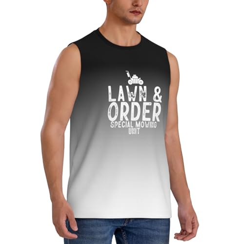 Lawn Order Special Mowing Unit Men's Sleeveless Muscle Shirts,Running Tank Tops Round Neck T-Shirts,2