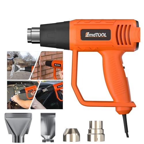 Ventilatore ad aria calda da 2000 W, 2 livelli di temperatura, 300/600 °C, pistola termica professionale per rimuovere vernice, vernice, sciogliere gli adesivi, restringimento del PVC, arancione