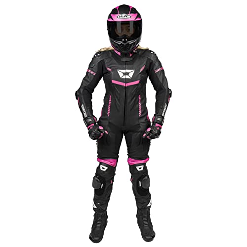 Cortech Revo Sport Air Combinaison de moto en cuir 1 pièce pour femme, noir/rose, Medium