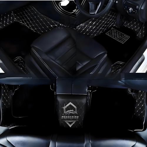 Image of 7D Car Foot Mat for MPV7 | Black Beige | Premium Leatherette | Imparts Luxurious & Elegant Look | 100% Waterproof and Dust Proof | Custom Fitted Car Floor Tray Mat