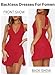MIYIEONZ Women Sexy Halter Deep V Neck Ruched Short Mini Dresses Summer Side Slit Mesh Hem Cocktail Club Party Going Out Large Red Bodycon Dress