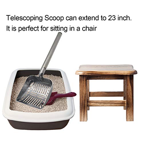 Image of TOYPOPOR Stainless Steel Cat Litter Scoop 23 inches Telescoping Litter Scoop with Long Handle Perfect Scooper for Cats and Dogs