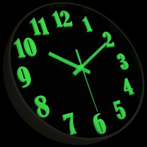 JoFomp 12 Inch Glow in the Dark 3D Number LED Wall Clock for Living ...