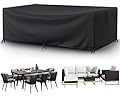 Patio Furniture Covers Outdoor Table Cover Waterproof Rectangular 420D Garden Dining Table Cover Wind Dust Proof Anti-UV Patio Sectional Couch Cover Table and Chair Set Covers 74"Lx47"Wx28"H Black
