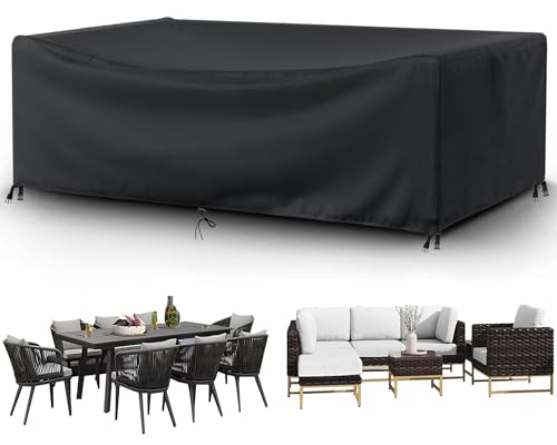 Patio Furniture Covers Outdoor Table Cover Waterproof Rectangular 420D Garden Dining Table Cover Wind Dust Proof Anti-UV Patio Sectional Couch Cover Table and Chair Set Covers 74"Lx47"Wx28"H Black by Ziewee - Used condition - US$23.19