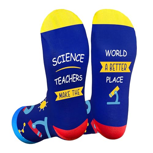 nuozodki Science Teachers Gifts - Christmas Retirement Appreciation Thank You Valentine Birthday Thanksgiving End Of Year Gifts for Science Teachers from Students,Novelty Socks