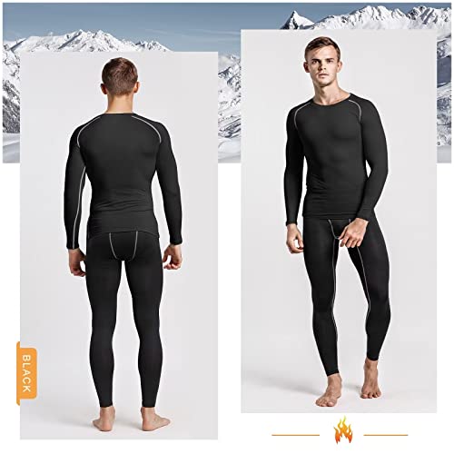 Thermal Shirts For Men Long Sleeve Fleece Cycling Ski Base Layer Men Cold Weather Compression Shirts For Men Running Hiking Hunting Thermals Underwear Tops,Quick Dry Moisture Wicking 3235 Black L #TOP1