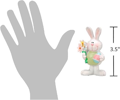Miniatura 2 de The Bridge Collection Figuras de conejo de Pascua feliz de 3.5 pulgadas – Juego de 3 – Decoraciones de Pascua pastel – Figura de conejo de Pascua –