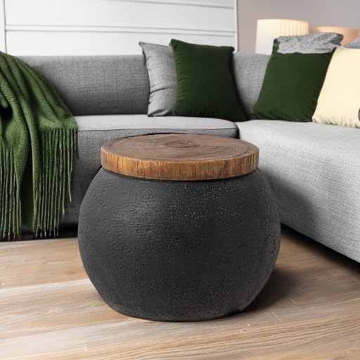 Miniatura 6 de SUNBURY Mesa auxiliar para interiores y exteriores, mesas auxiliares de 14 pulgadas de ancho para patio, mesa auxiliar decorativa, taburete de